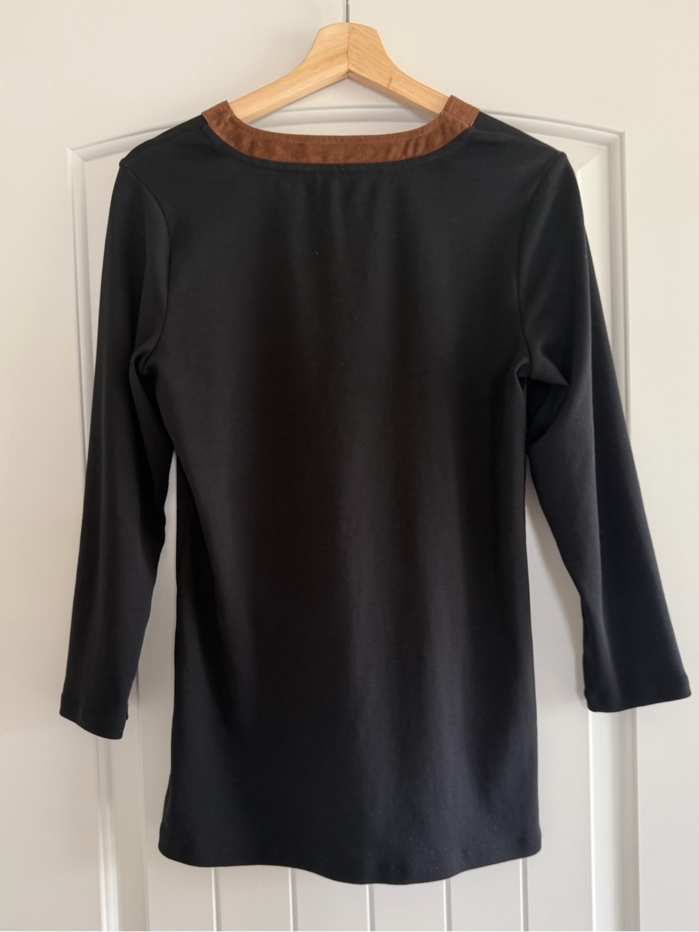 Lauren Ralph Lauren Women’s Black Tunic w/ Brown Suede Trim Detailing Size Large - Picture 3 of 7
